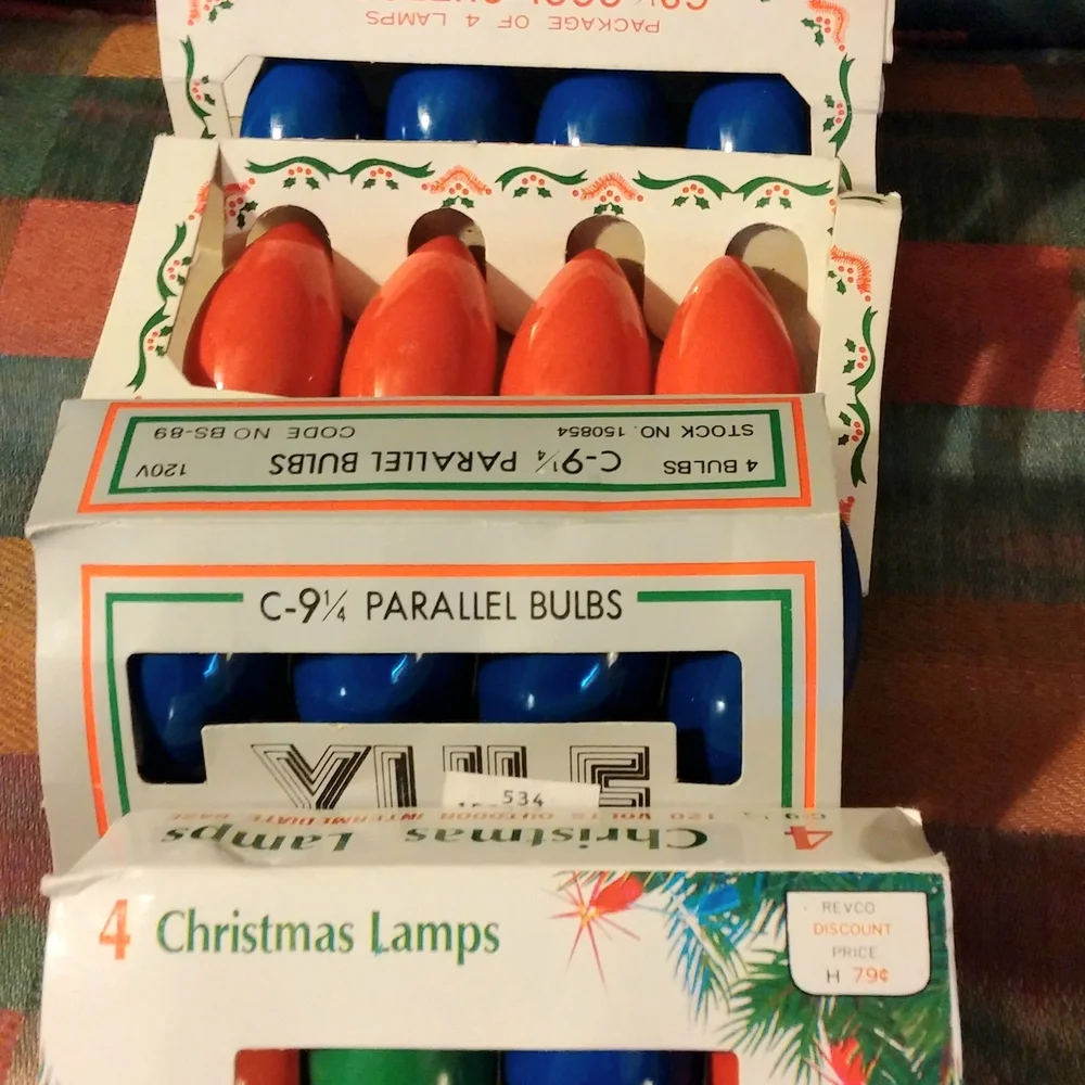 Lot of Vintage Christmas Light Bulbs, Colored Replacements (Not Tested)